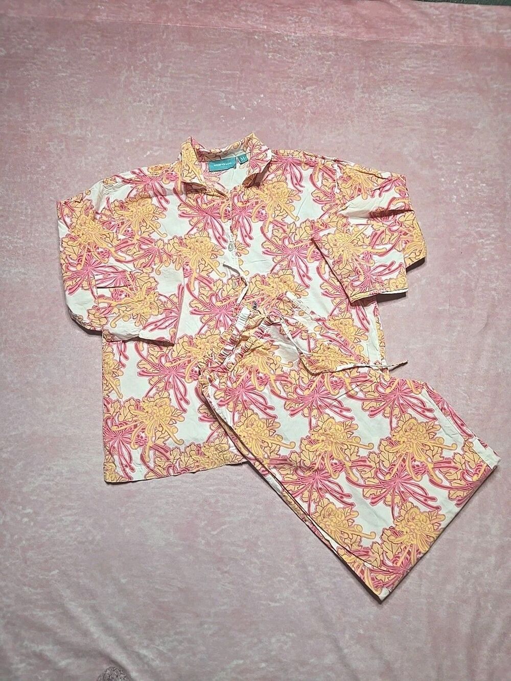 Needham Lane Colorful Floral 100% Cotton Pajama Set Size Medium